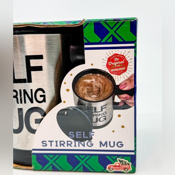 New In Box Self Stirring Insulated Mug w/ Push Button & Lid 11.84 Fluid Ounces - Picture 12 of 13